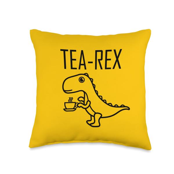 Tea Rex Funny T-Rex Tyrannosaurus Dinosaur Throw P...