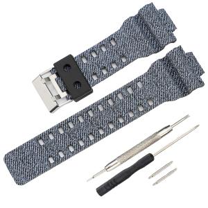 Rihahisy カシオ Gショック GA-100 GA-110 GW-8900 GLS-8900対応 16mm シリコンバンド ウィーブホワイト 工具付き