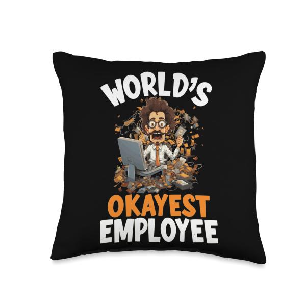 Worlds Okayest Employee Coworker Boss Throw Pillow