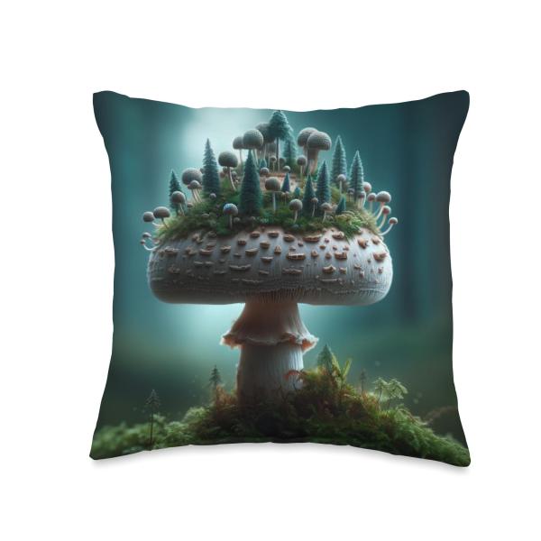 Mushroom design astetic mushroom Throw Pillow