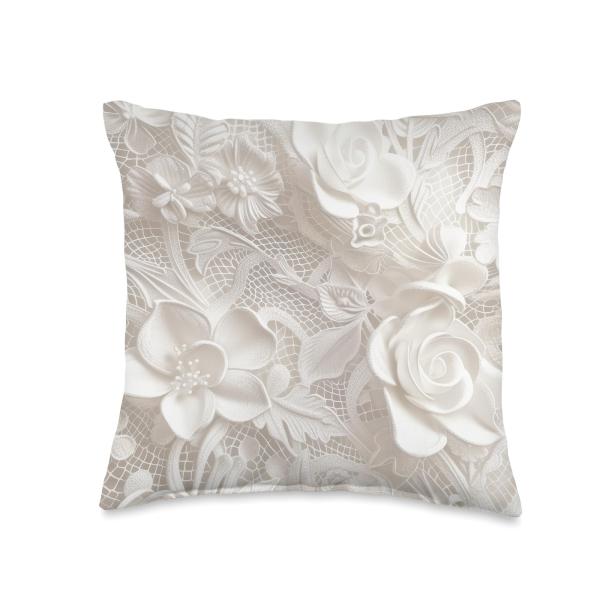 White Lace Elegant Floral Vintage Flower Botanical...