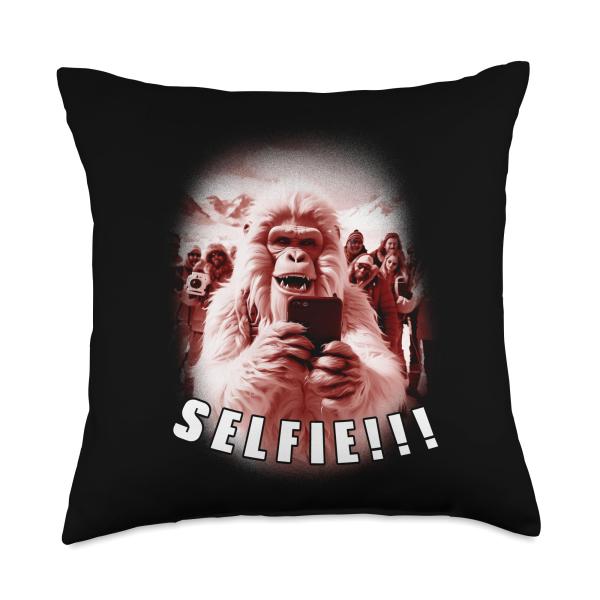 Yeti Selfie Humor Throw Pillow