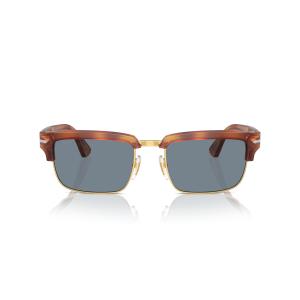 Persol Po3347s Adrien 長方形サングラス, Terra Di Siena/ライトブルー, 54 mm