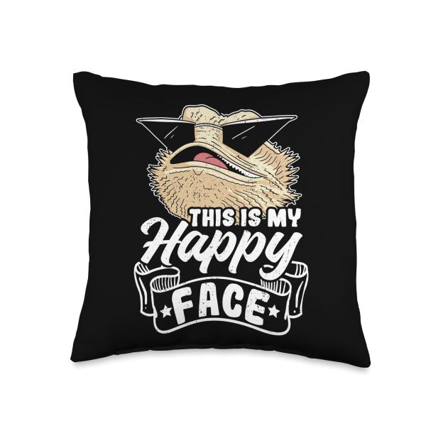 THIS IS MY Happy Face Bearded Dragon Throw Pillow