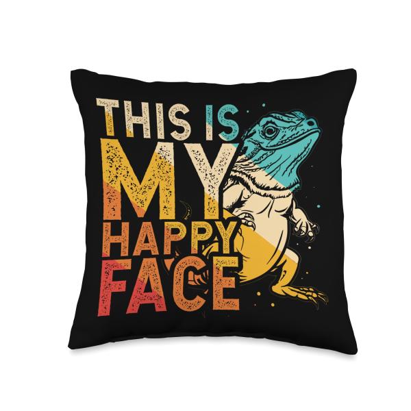 THIS IS MY HAPPY FACE Bearded Dragon Funny Beard G...