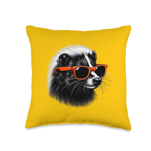 Cool Skunk Wearing Sunglasses Graphic Art Throw Pi...