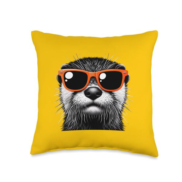 Cool Otter Wearing Sunglasses Graphic Art Throw Pi...