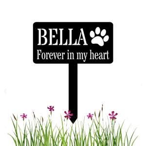 IFHUH カスタム ペット メモリアルガーデンスティック 犬の肉球デザイン スチール製 名入れ対応