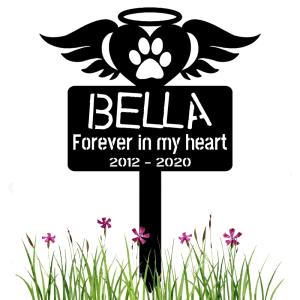 IFHUH カスタム ペット メモリアルガーデンスティック 天使の羽デザイン スチール製 名入れ対応