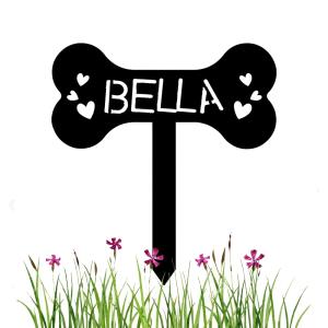 IFHUH カスタム ペット メモリアルガーデンスティック ボーン＆肉球デザイン スチール製 名入れ対応
