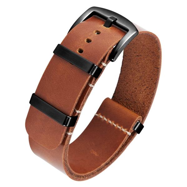 BINLUN Leather Watch Band Crazy Horse Oiled Leathe...