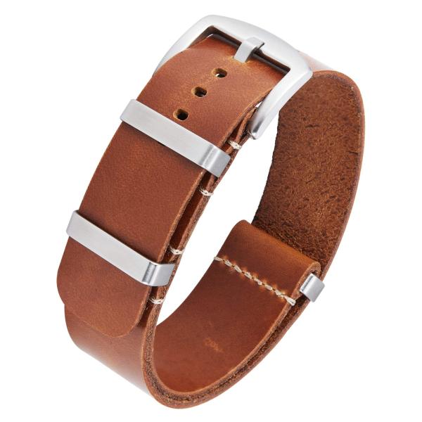 BINLUN Leather Watch Band Crazy Horse Oiled Leathe...