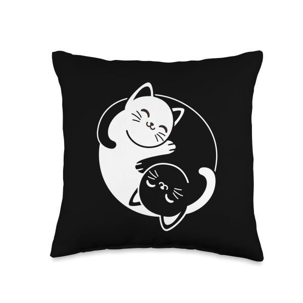 Yin and Yang Cats Throw Pillow