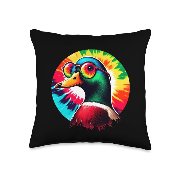 Cool Tie Dye Duck Sunglasses Bird Illustration Art...