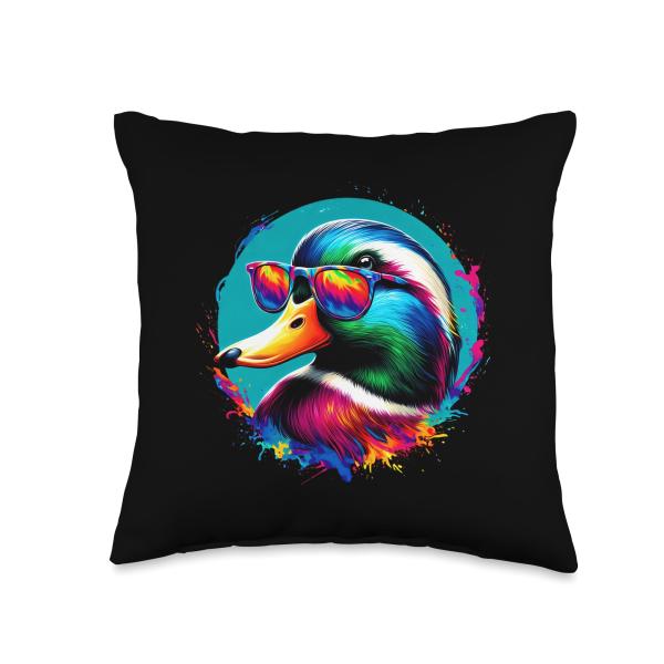 Cool Tie Dye Duck Sunglasses Bird Illustration Art...