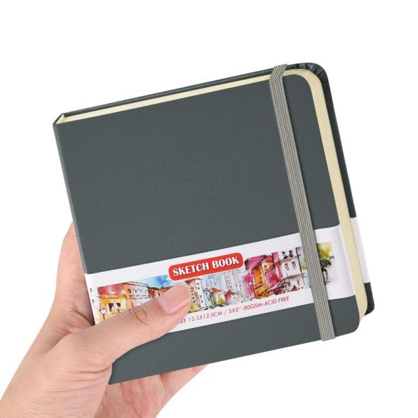 正方形 5 x 5インチ 80gsm 100枚/200ページ ノート 空白のスケッチブック 旅行 日...