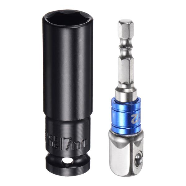 uxcell 1/2インチドライブ 17mm 6点ディープソケット 長さ3インチ 1/2インチ~1/...