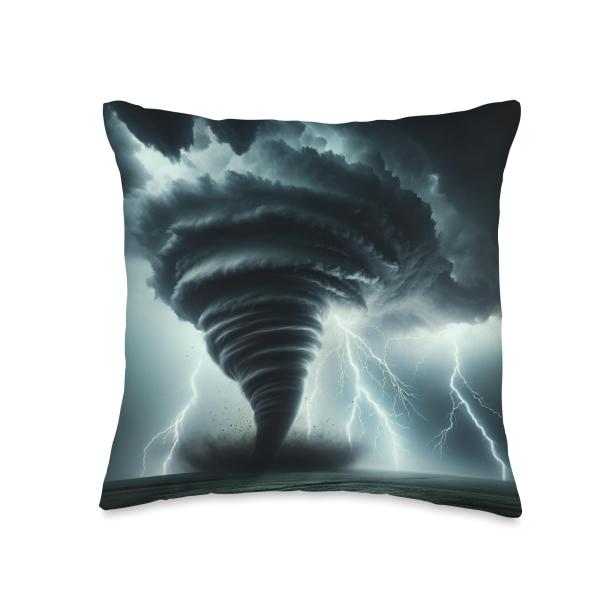 Tornado And Lightning Storm Throw Pillow