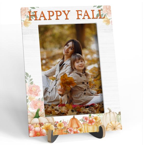 Zmyollo Happy Fall Picture Frame, Autumn Pumpkin W...