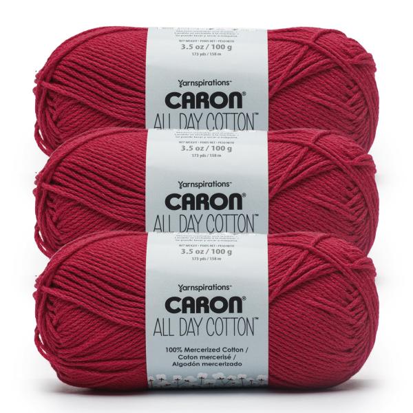 Caron All Day Cotton - 3パック 173ヤード/3.5オンス レッドリップ 1...