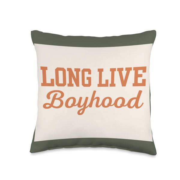 Long Live Boyhood Green Retro Pillow for Boys Nurs...