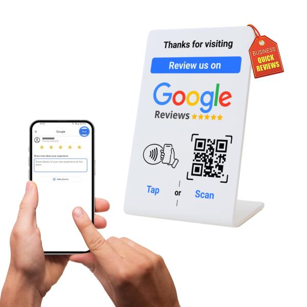NFC Tap Googleレビュースタンド - タップ＆スキャンQRでお客様のフィードバックを強化...