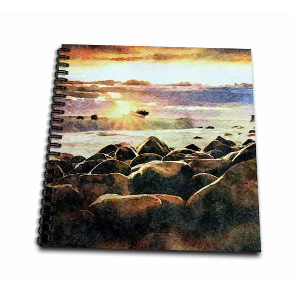 Drawing Book 8 x 8 inch - A Boulder Beach at Sunse...