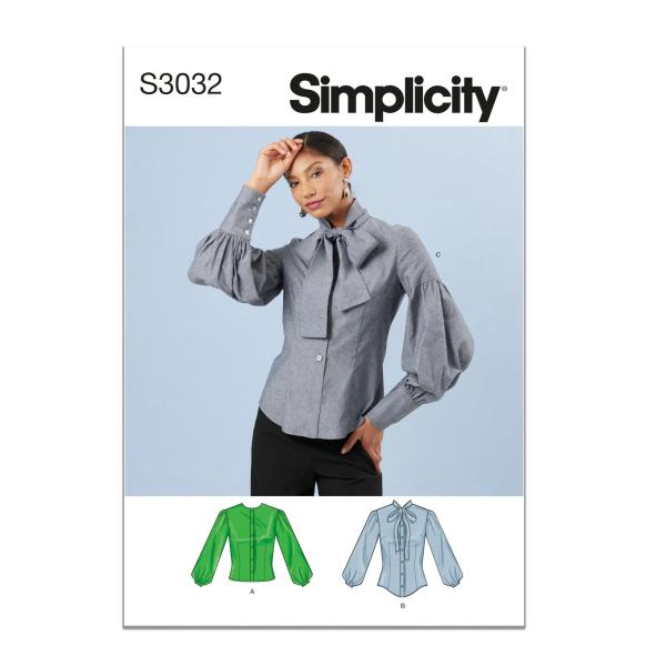 Simplicity SS3032K5 ミセス ボタンフロントブラウス 型紙 サイズ8-16