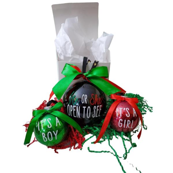 Gender Reveal Christmas Ornament with Second Ornam...