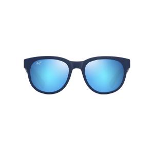 Maui Jim Maoli ラウンドサングラス, マットダークブルー/ブルーハワイ偏光。, M
