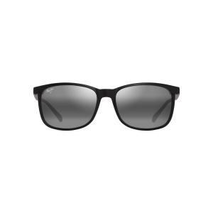 Maui Jim メンズ Hulili 長方形サングラス, マットブラック/ニュートラルグレー偏光。, Extra large