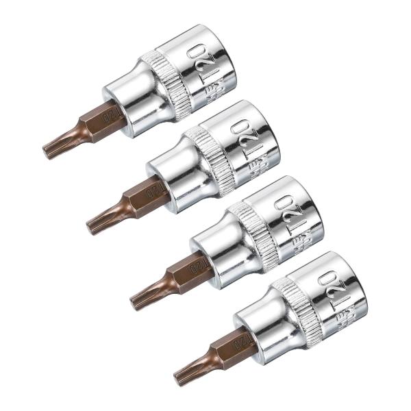 uxcell 4個 3/8インチドライブ x T20 トルクスビットソケット S2スチールビット C...