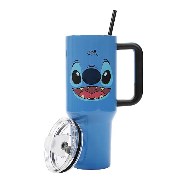 Bioworld Disney Stitch Face 40 Oz Blue Stainless S...
