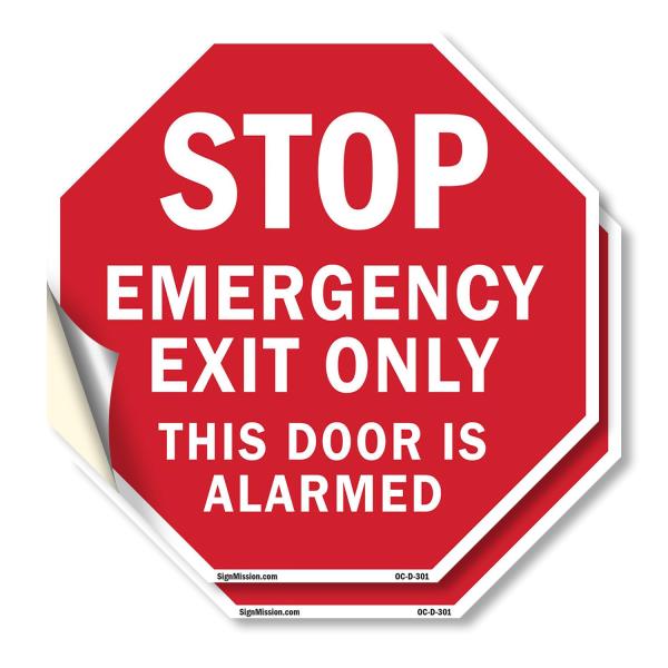 Stop Emergency Exit Only This Door Is Alarmed (2 P...