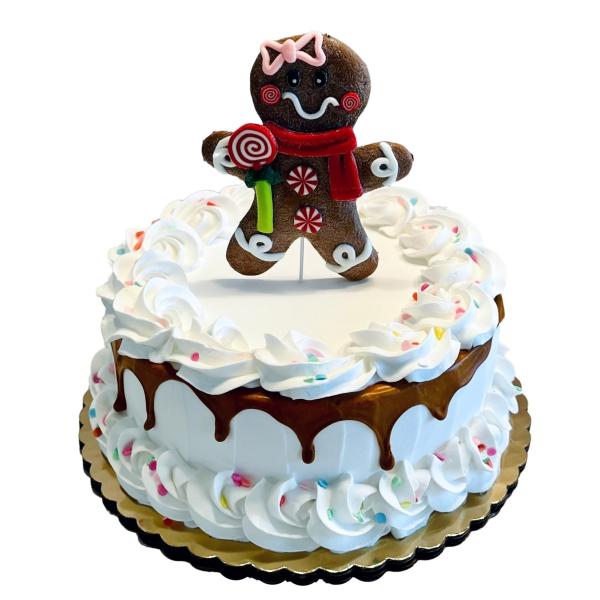 Fake Cake Christmas Gingerbread White Cake with Ca...