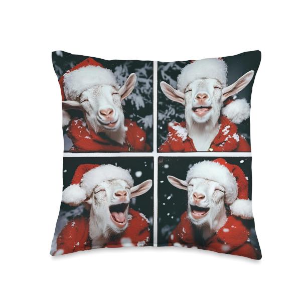 Screaming Christmas Goat Screaming Throw Pillow