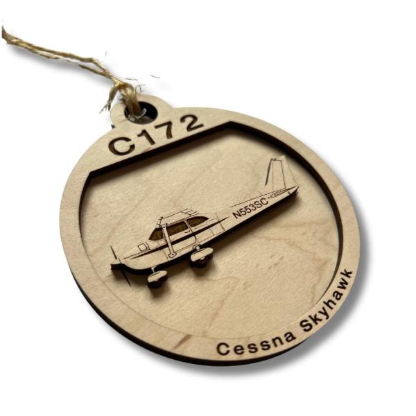 C172 Cessna Skyhawk Airplane Wooden Ornament, Pilo...