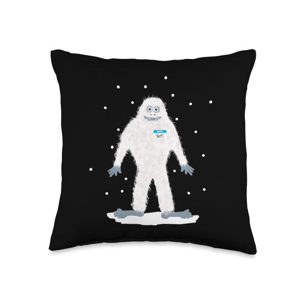 Yeti with a Name tag Throw Pillow