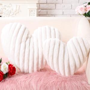 CroBlissful Galentines Valentines ハート型枕2個 20インチ バレンタインデー ハート装飾 ハート型 ふわふわフェイクファー スローピロー バレンタイン ウェデ