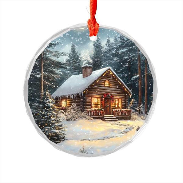 CanvasWis Cozy Log Cabin Landscape Design 3 Crysta...