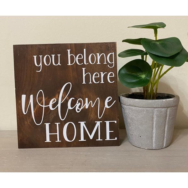 ClubLany ウッドサイン「You Belong Here」ウェルカムボード 約30×30cm（...