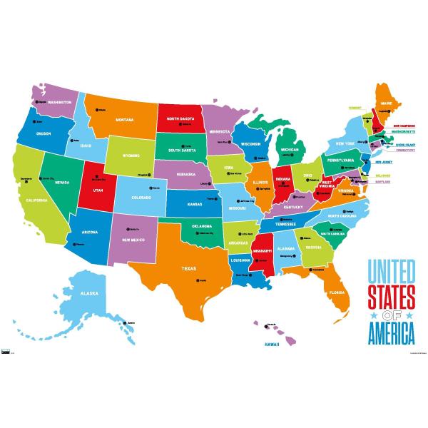 Trends International Map - United States Of Americ...