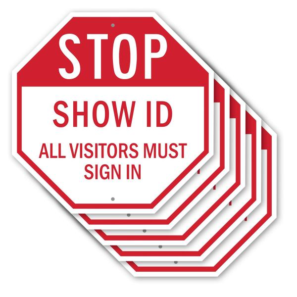 Stop Show Id All Visitors Must Sign In (5 Pack) 10...