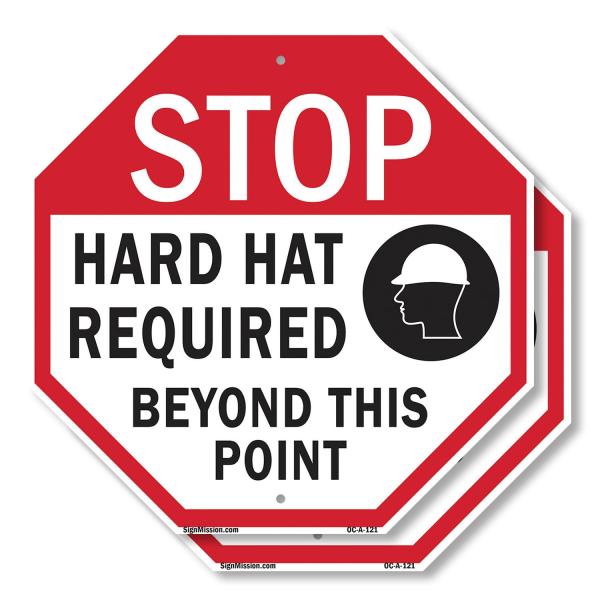 Stop Hard Hat Required Beyond This Point (2 Pack) ...