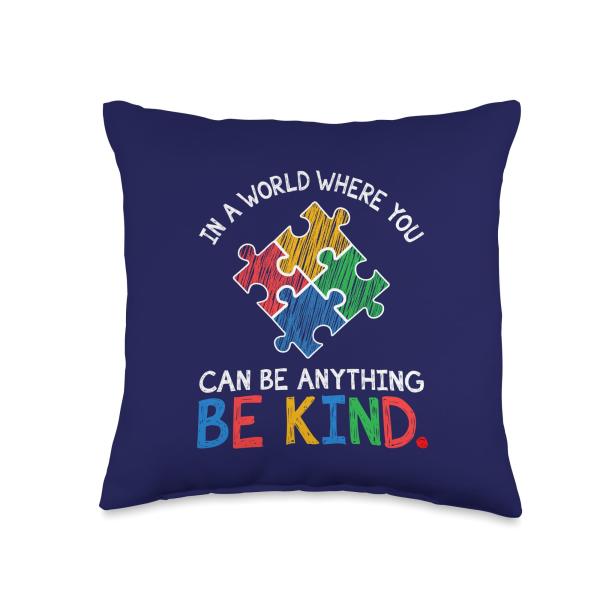Be Kind Autism Awareness Throw Pillow