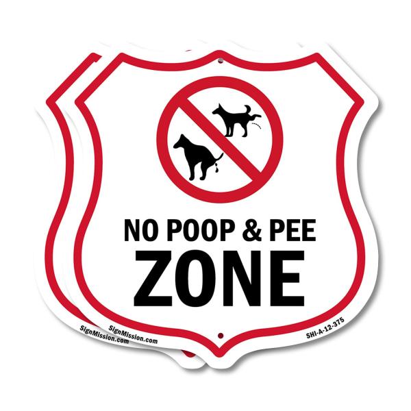 Dog Poop Shield Sign No Poop ＆ Pee Zone (2 Pack) 1...