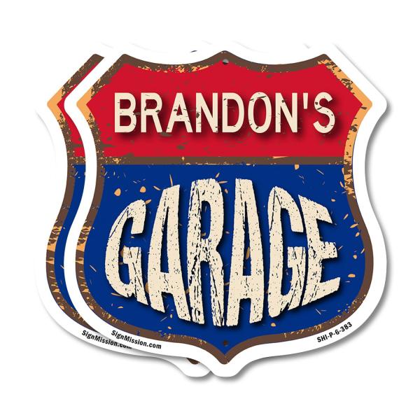Brandon's Garage (2 Pack) 6 inch X 6 inch Shield S...