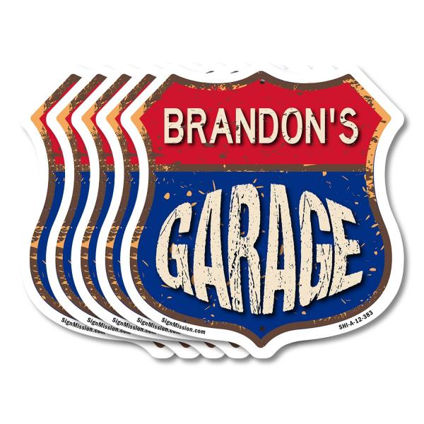 Brandon's Garage (5 Pack) 12 inch X 12 inch Shield...