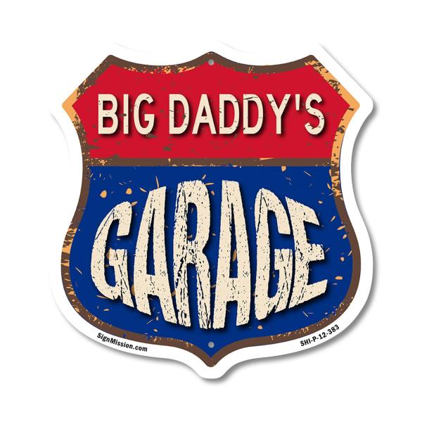 Big Daddy's Garage 12 inch X 12 inch Shield Shaped...