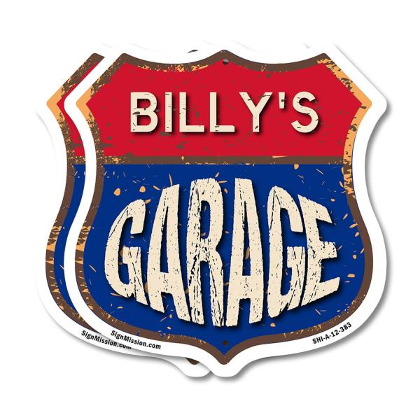 Billy's Garage (2 Pack) 12 inch X 12 inch Shield S...